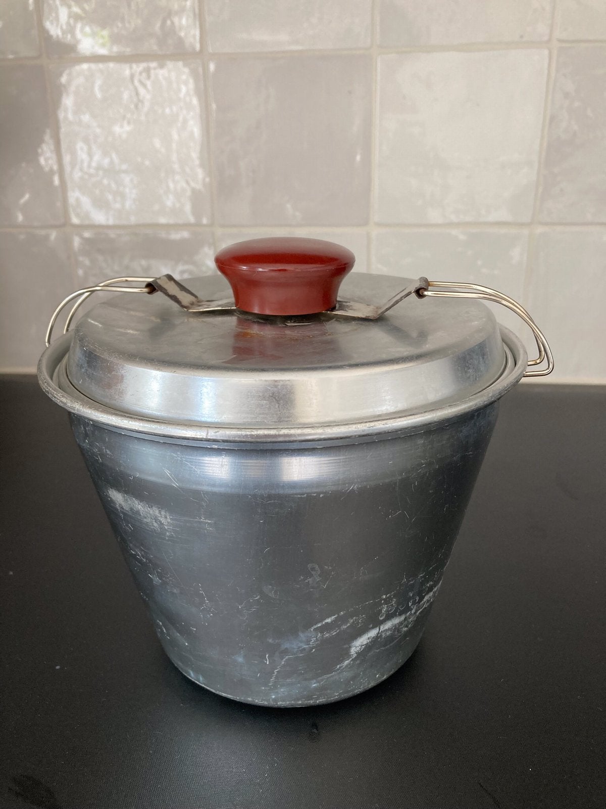 Ouderwetse Aluminium ‘Broeder’-Pan, voor au bain marie, Ophalen of Verzenden