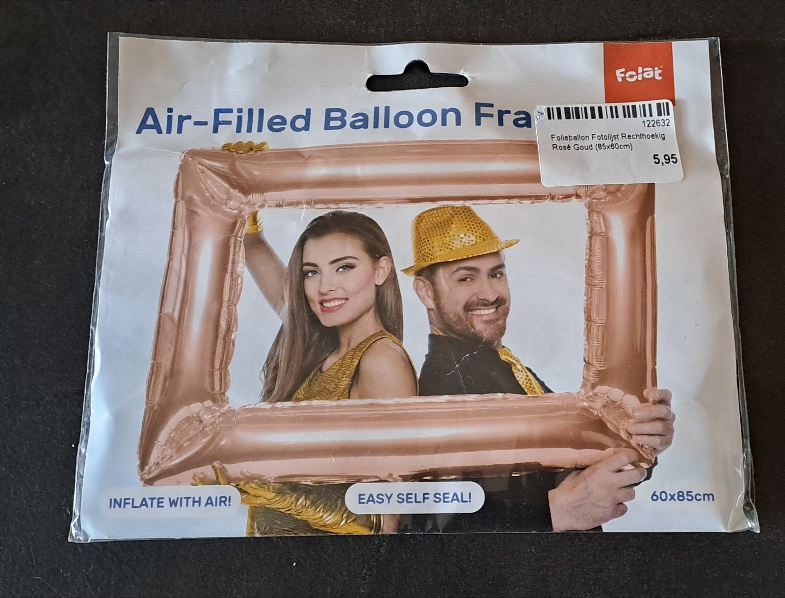 Folieballon Fotolijst Rechthoekig Rosé Goud 60x85cm, Ophalen of Verzenden, Nieuw, Versiering, Verjaardag