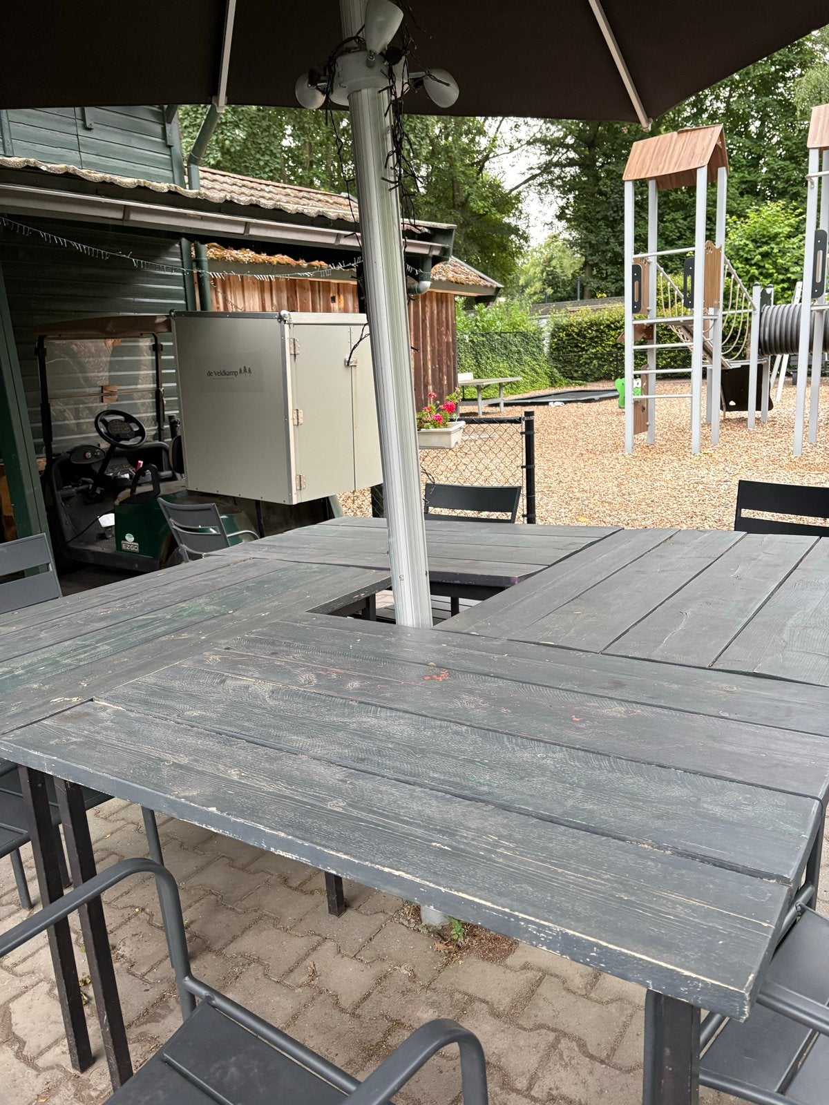 Robuuste houten terrastafels voor horeca of tuin, Ophalen, Gebruikt, Rechthoekig, Hout