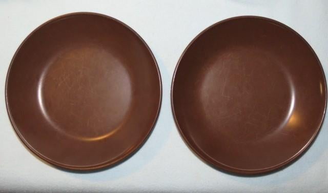 2 vintage Mepal Rosti diepe borden bruin, Ophalen of Verzenden