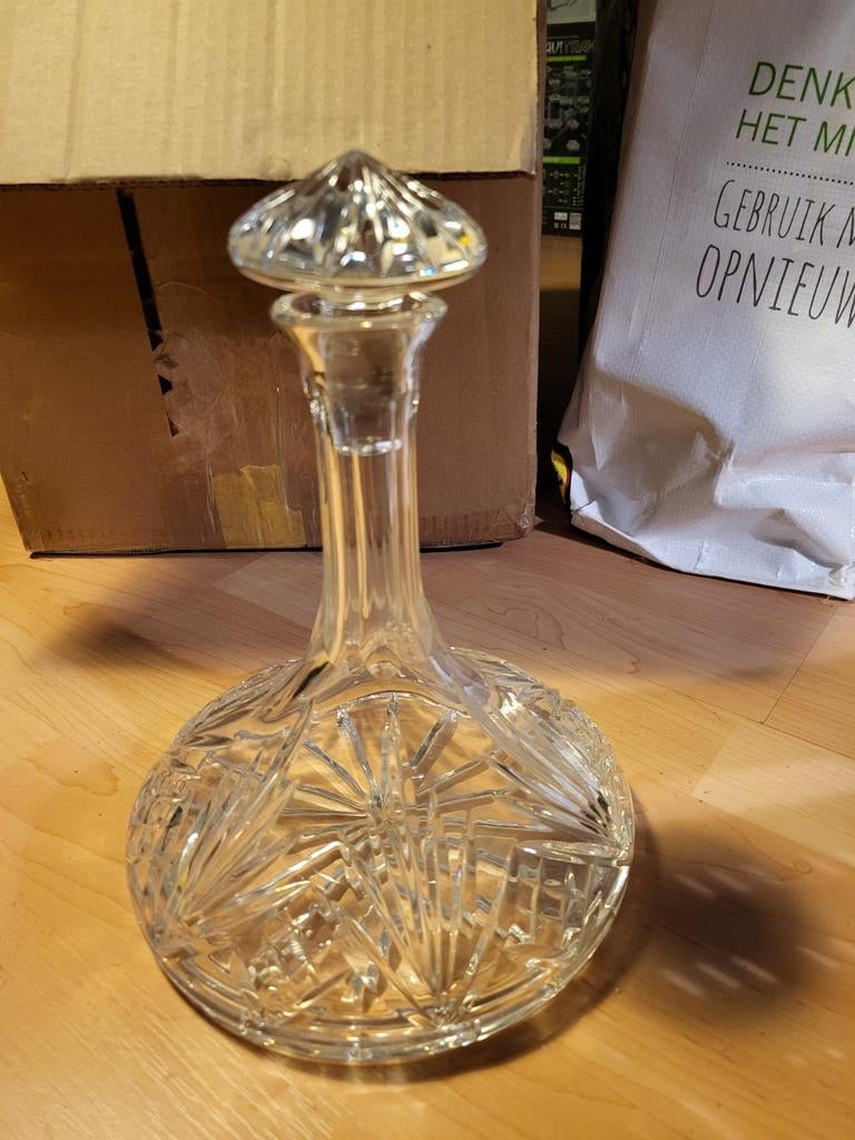 Prachtige kristallen fles met stop, Antiek en Kunst, Antiek | Glas en Kristal, Ophalen of Verzenden