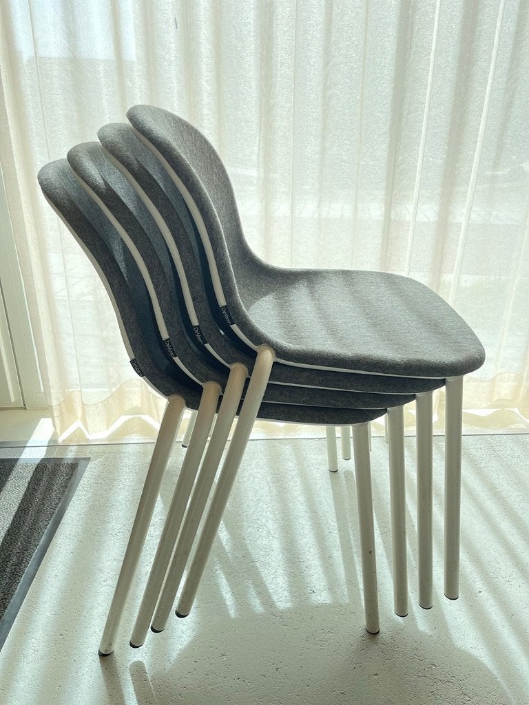 De Vorm - LJ 2 PET Felt Stack Chair (4 stuks), Ophalen, Grijs, Modern, design, minimalistisch, Vier