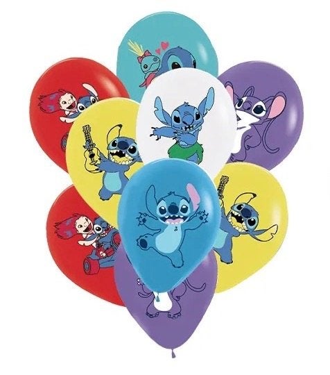 Nieuwe set met 8 Lilo & Stitch ballonnen, Hobby en Vrije tijd, Feestartikelen, Ophalen of Verzenden, Nieuw, Versiering, Verjaardag