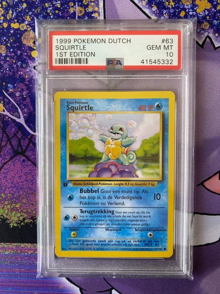 POP 43 - Squirtle 1st edition - Base set Dutch - PSA 10, Ophalen of Verzenden, Nieuw, Losse kaart