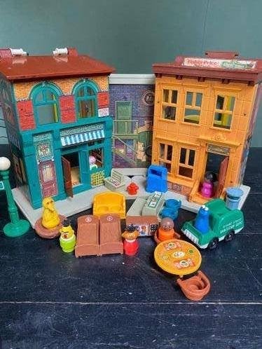 Fisher price Sesamstraat huis, collectorsitem, vintage, Ophalen of Verzenden, Zo goed als nieuw, Speelset