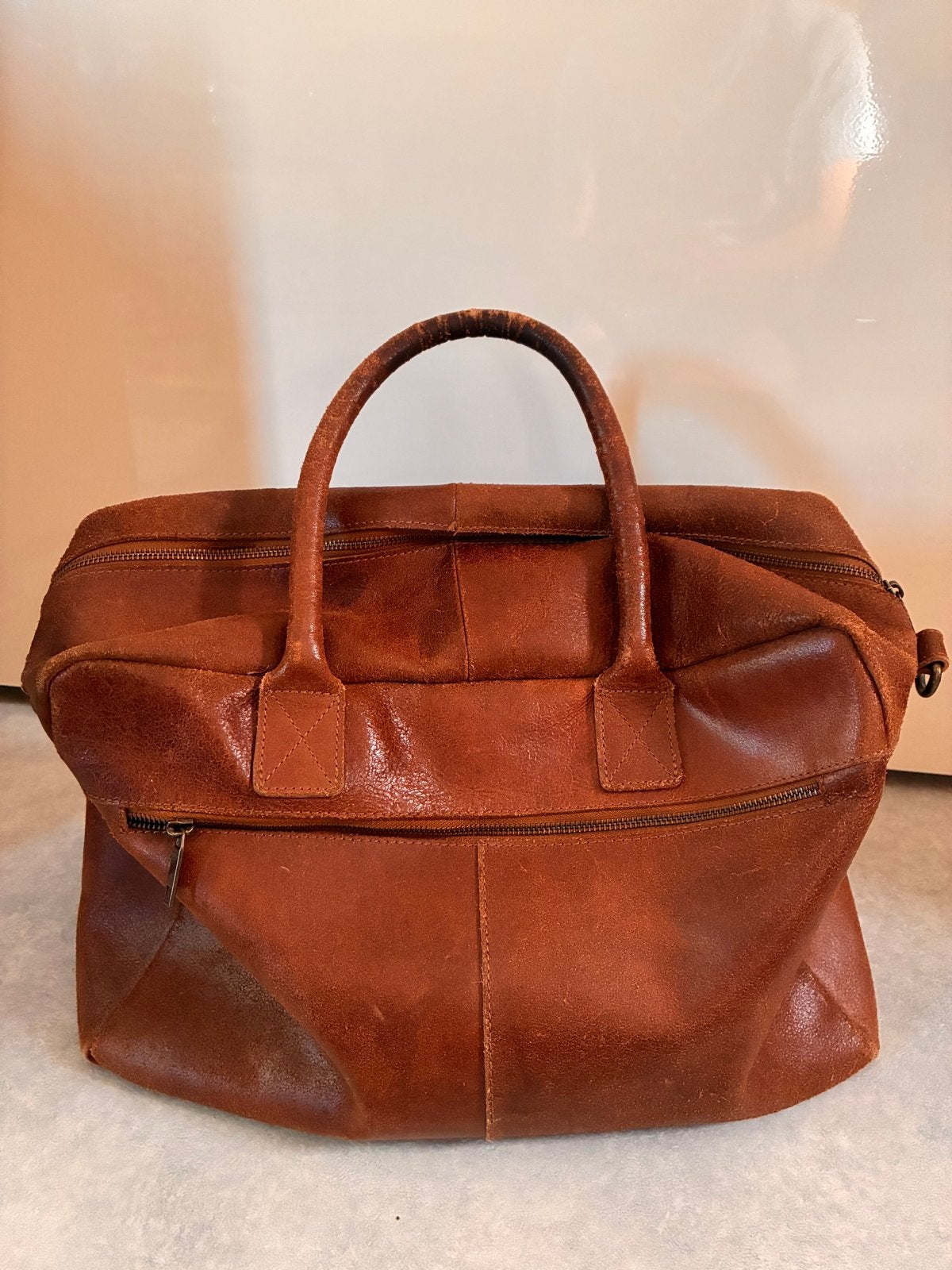 Burkely vintage leren tas met schouderband, Ophalen of Verzenden, Gebruikt, Bruin, Handtas