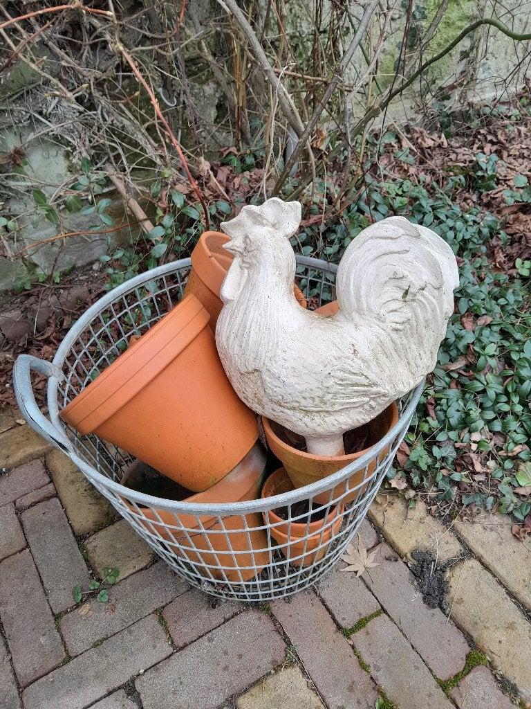 ~ Oude Terracotta Haan Tuinsteker, Tuin en Terras, Ophalen of Verzenden, Gebruikt