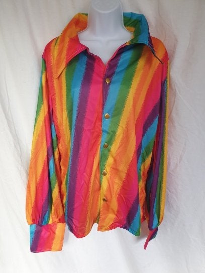 Super leuk regenboogkleurig carnavals overhemd mt M Smiffys, Kleding | Heren, Maat 48/50 (M), ., Ophalen of Verzenden, Zo goed als nieuw
