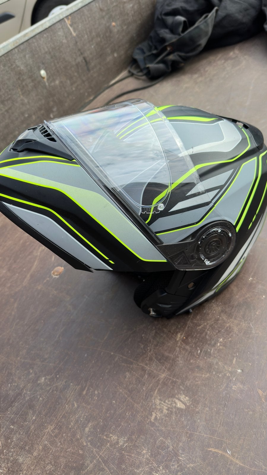 Bayard XXL systeemhelm - Zwart/Grijs/Neon Geel, Motoren, Kleding | Motorkleding, Ophalen, Tweedehands, Heren