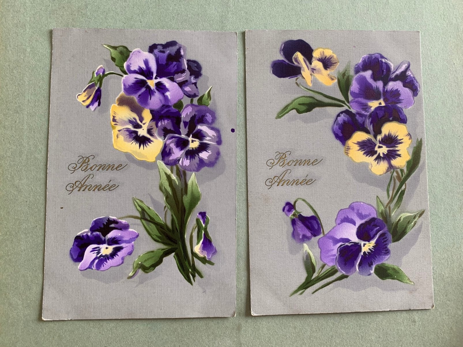 Bonne Année - viooltjes, Ophalen of Verzenden, Voor 1920, Ongelopen, Feest(dag)