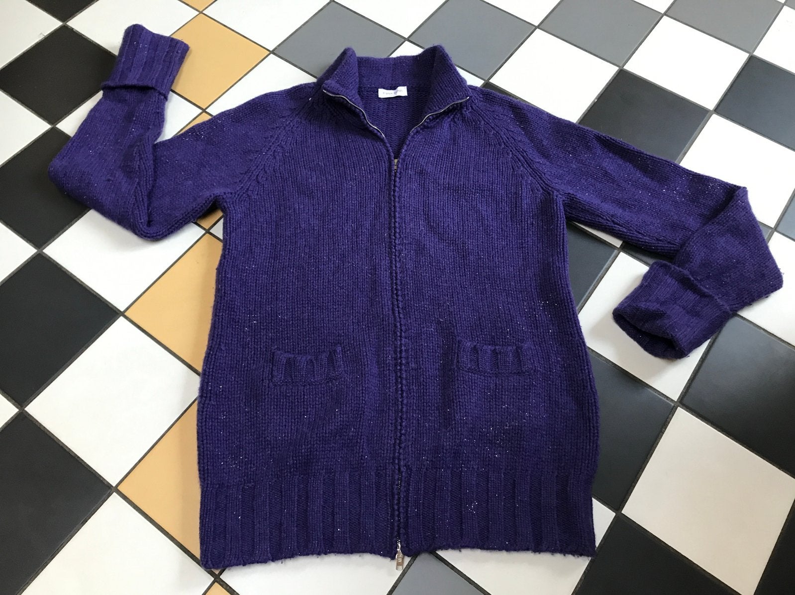 Franck namani cashmere paars gebreid vest 40, Maat 38/40 (M), Paars, Ophalen of Verzenden, Zo goed als nieuw