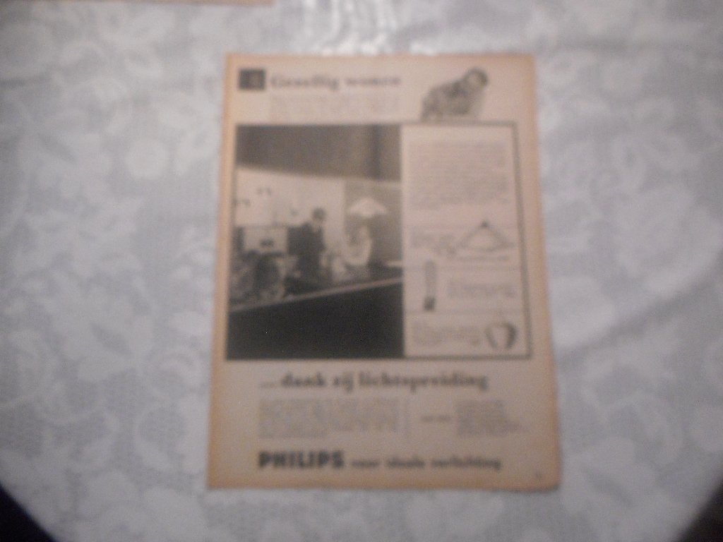 Adv. Philips. Ideale verlichting. Gezellig wonen. 1962., Ophalen of Verzenden, Zo goed als nieuw, Overige typen