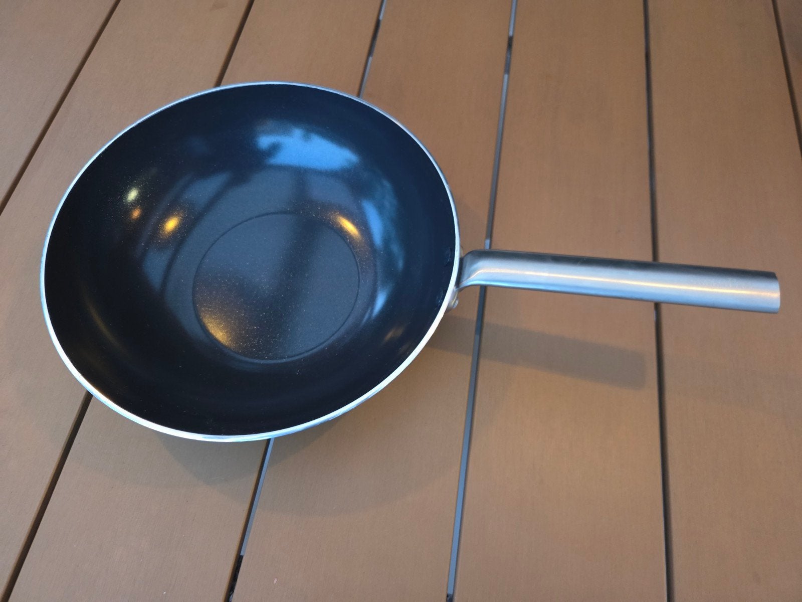 Wokpan met antiaanbaklaag en RVS handvat, Ophalen, Gebruikt, Antiaanbaklaag, Rvs