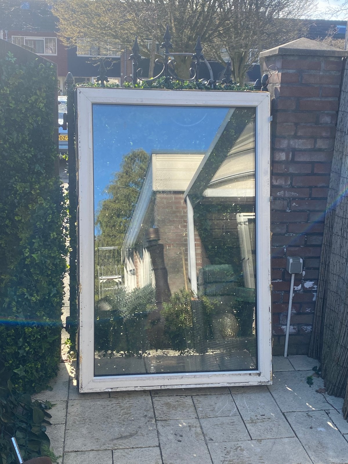 kunststof vast raam kozijn raamkozijn ral 9001 ca. 150 x 100, Kunststof, Gebruikt, Raamkozijn, Inclusief glas