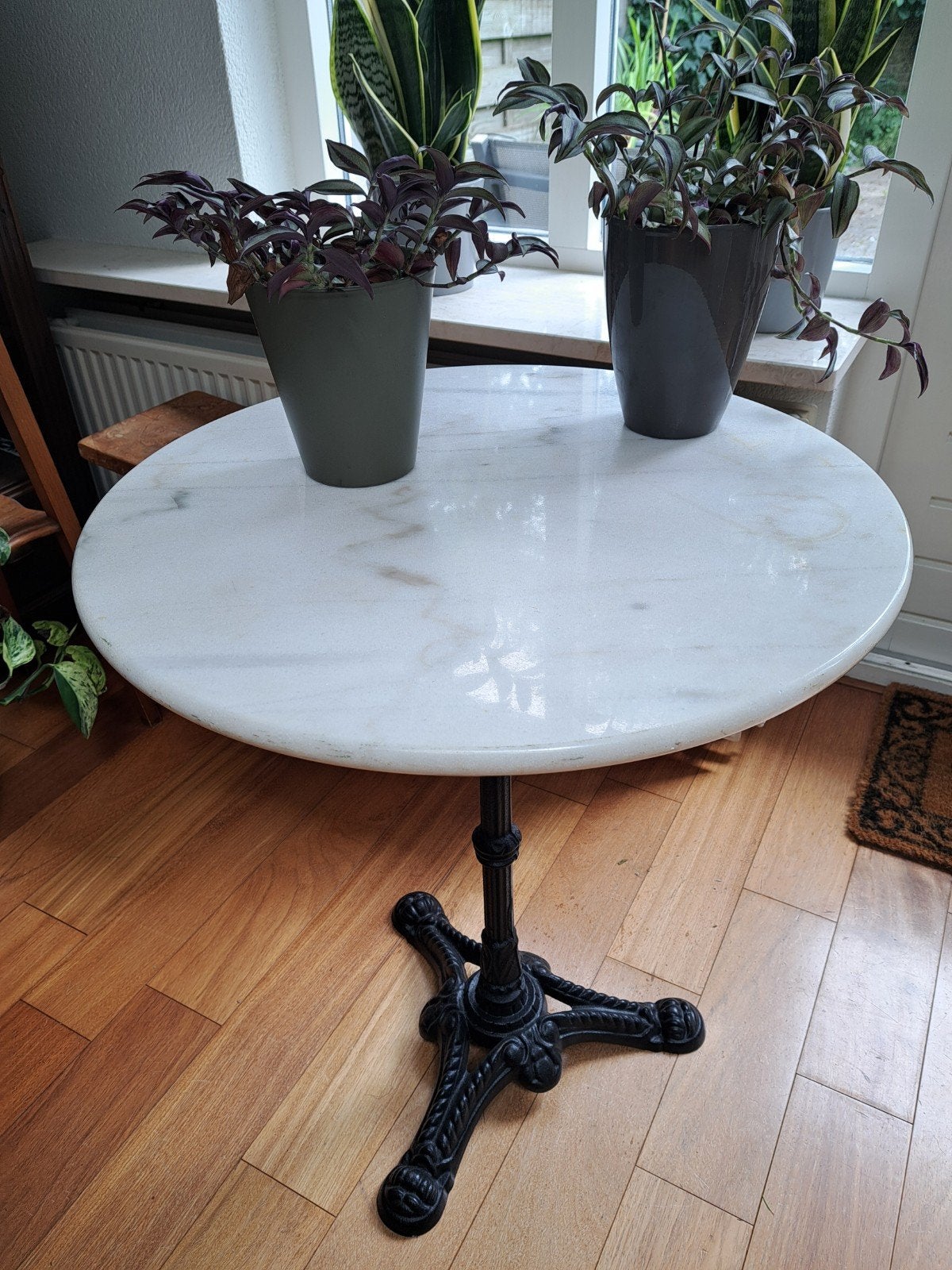 Bistro tafel met blad van 60 cm., Ophalen of Verzenden, Rond, Overige materialen