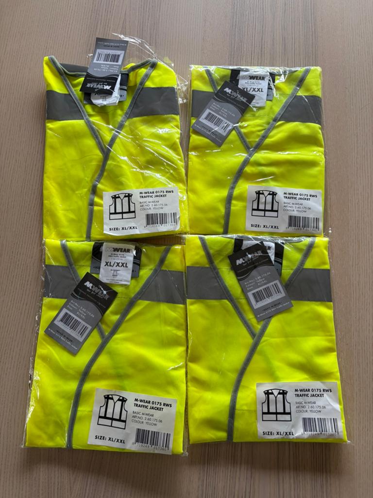 4 x M-Wear verkeersvest 0175 RWS fluo gele hesjes, Ophalen of Verzenden