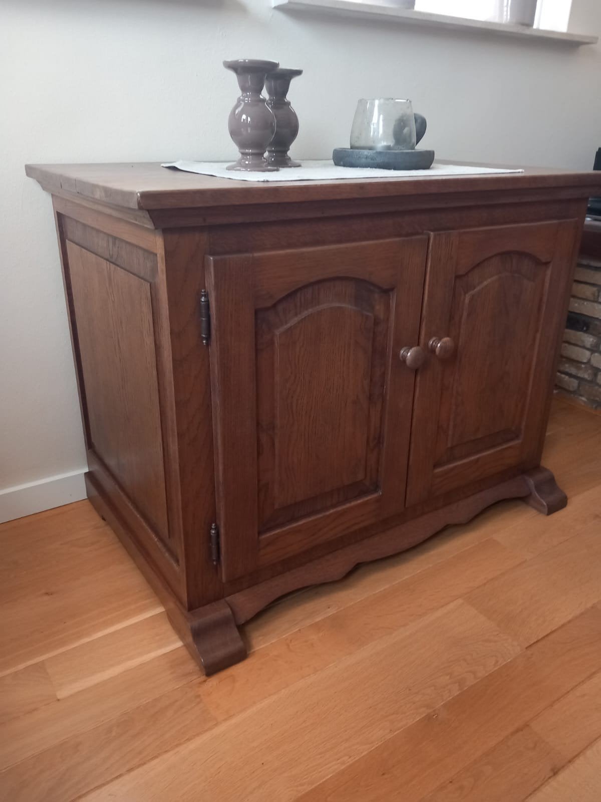 massief eiken houten kastje, Ophalen, 50 tot 75 cm, 50 tot 100 cm