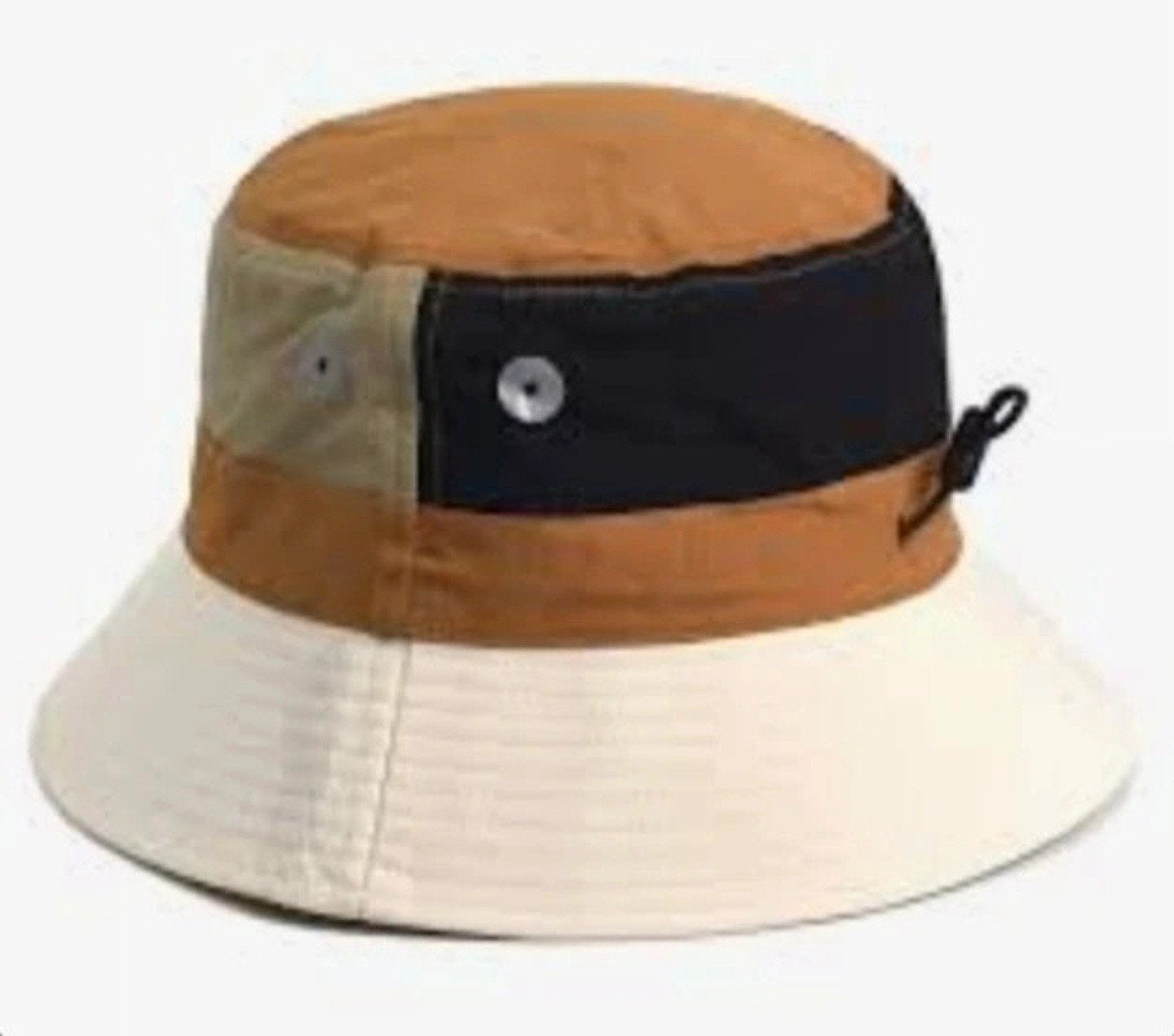 Nieuwe Emis Patchwork Bucket Hat - Oranje/Zwart/Beige, Ophalen of Verzenden, Nieuw, Emis, Hoed
