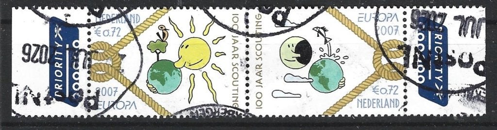 NL 45 - 2007- Ned/EU stamps/2 zegels, Verzenden, Na 1940, Gestempeld