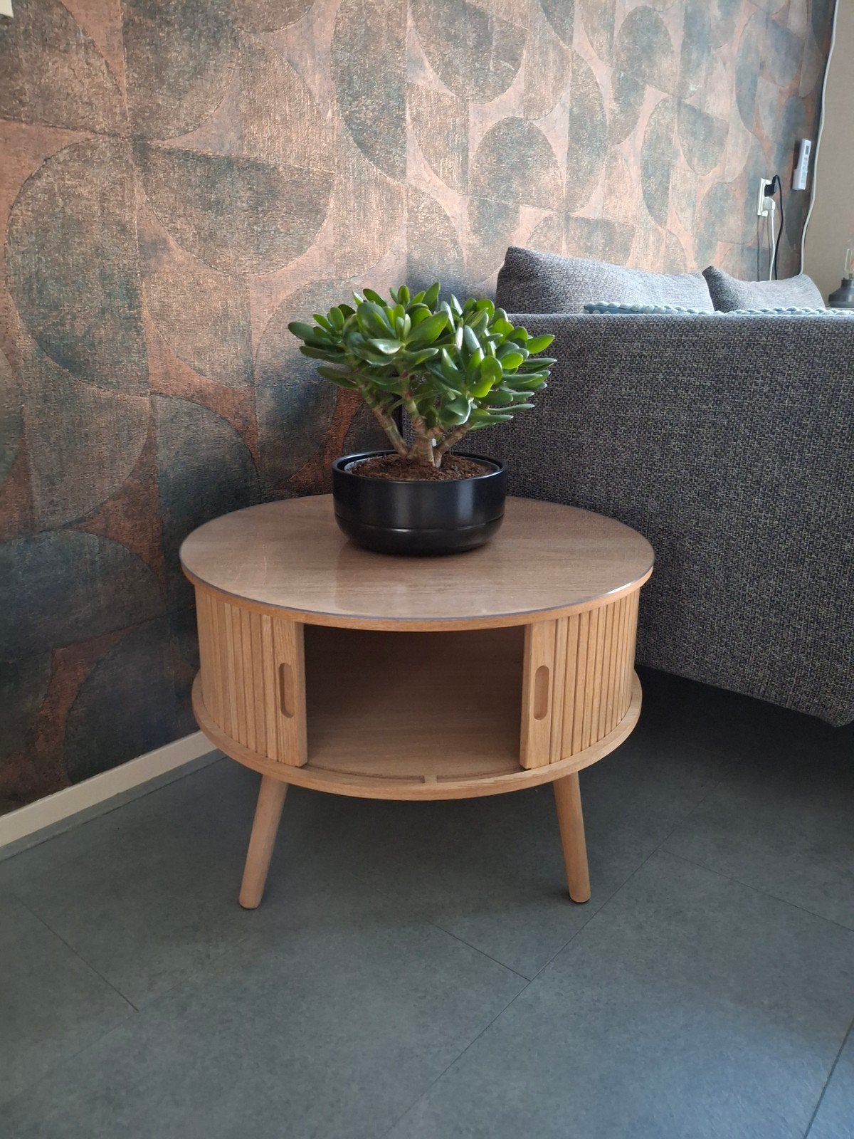 Salontafel rond 60cm breed en 40cm hoog, Ophalen, 50 tot 100 cm, Rond, 50 tot 100 cm