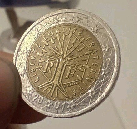 Zeldzame Franse munt 2001 misprint, Postzegels en Munten, Munten | Europa | Euromunten, Ophalen of Verzenden, Frankrijk, 2 euro