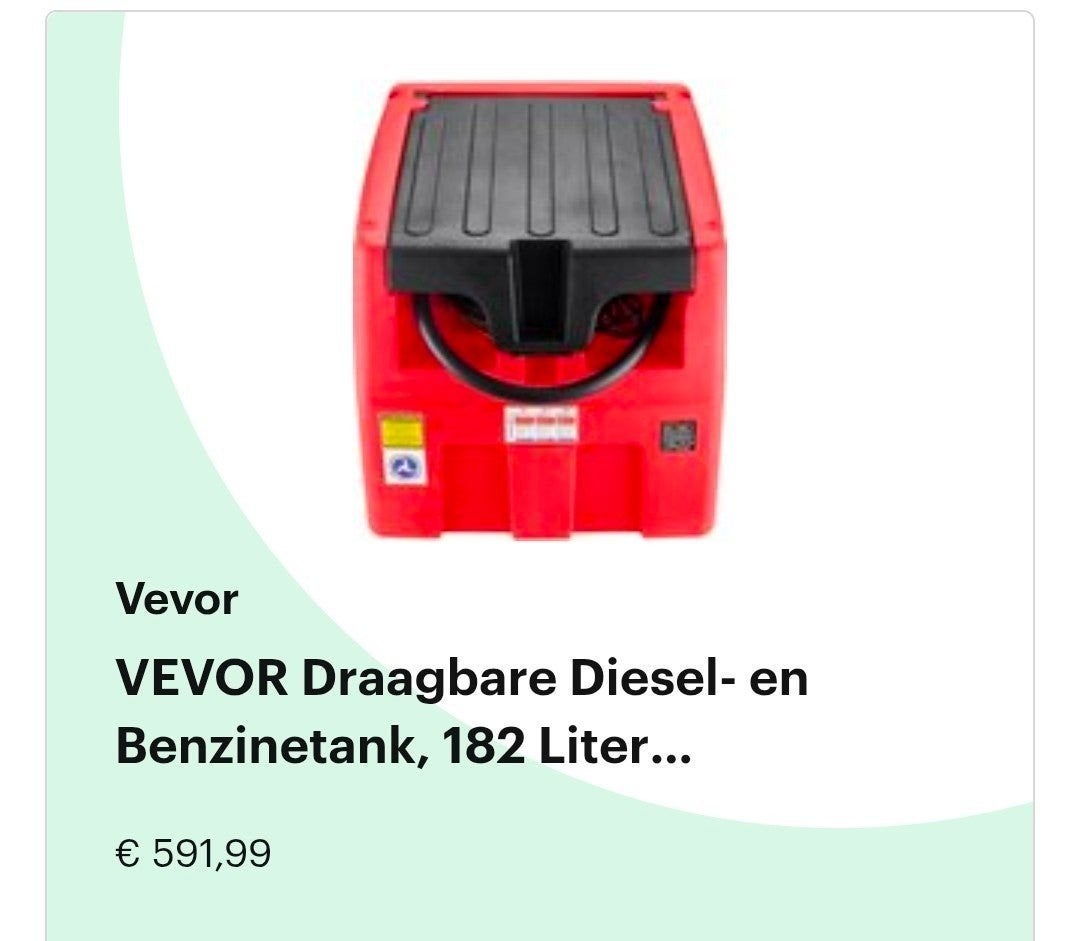 VEVOR Draagbare Diesel- en Benzinetank, 182 Liter, Onbekend, raadpleeg de fabrikant voor details., VEVOR, Nieuw, Ophalen of Verzenden