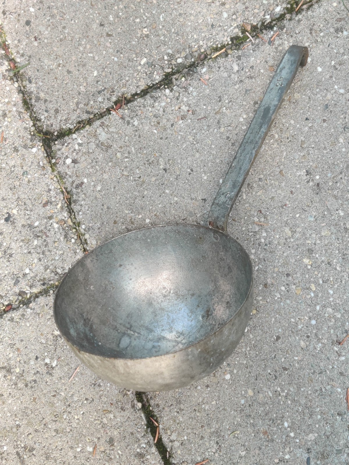 Antieke metalen pollepel - pan, Ophalen of Verzenden