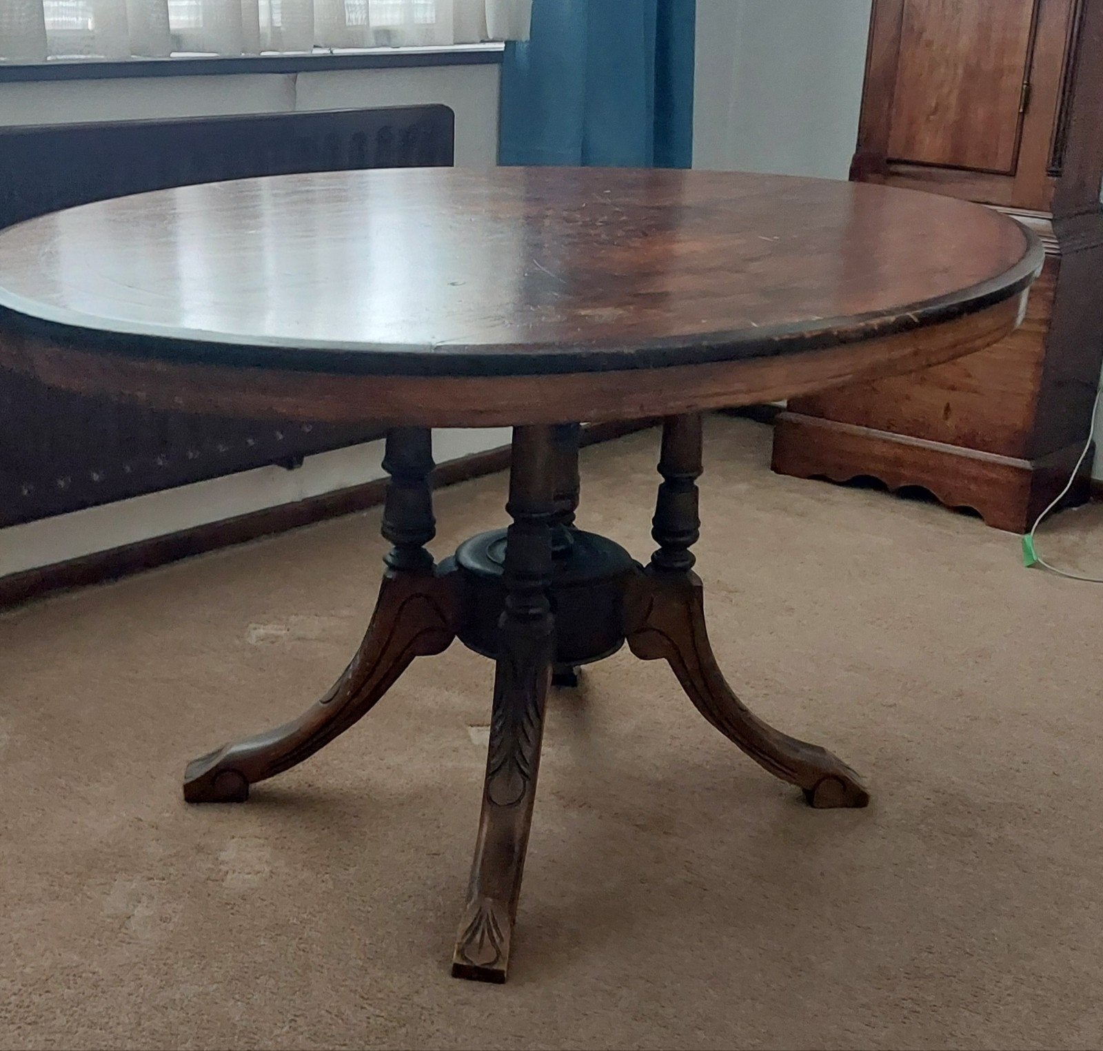 Ovale Salontafel met Ingelegd Blad - Vintage Stijl, Ophalen