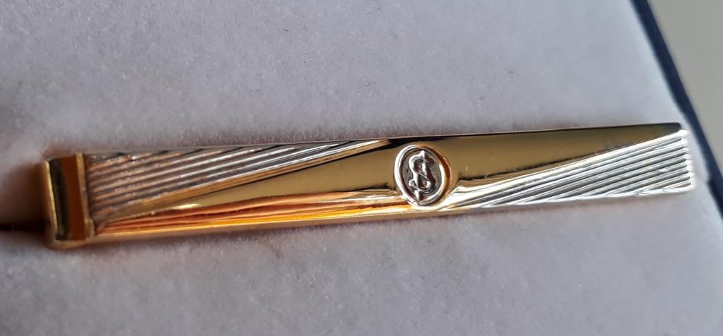 spe. goudvergulde DASSPELD op 925 zilver met streepdesign, Kleding | Heren, Stropdassen, Overige kleuren, Verzenden, Flamingo