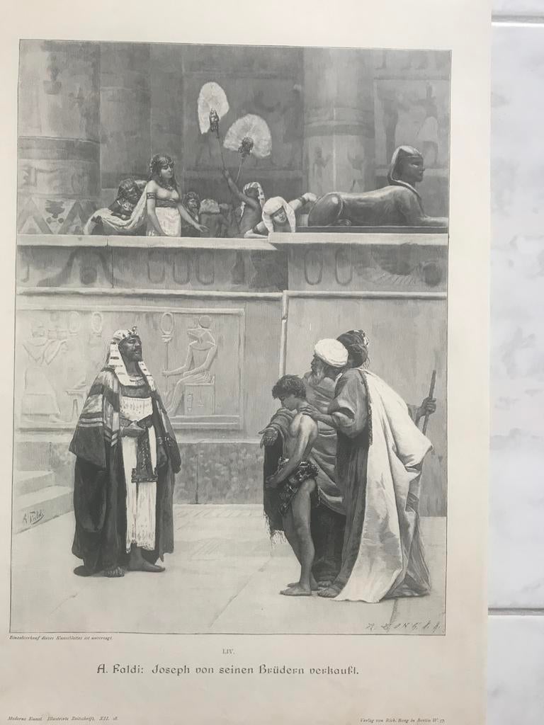 A. Faldi: Joseph von seinen Brüdern verkauft, 1896, 31x23cm., Antiek en Kunst, 31 cm, 1800 - 1899, 23 cm, Mythologie