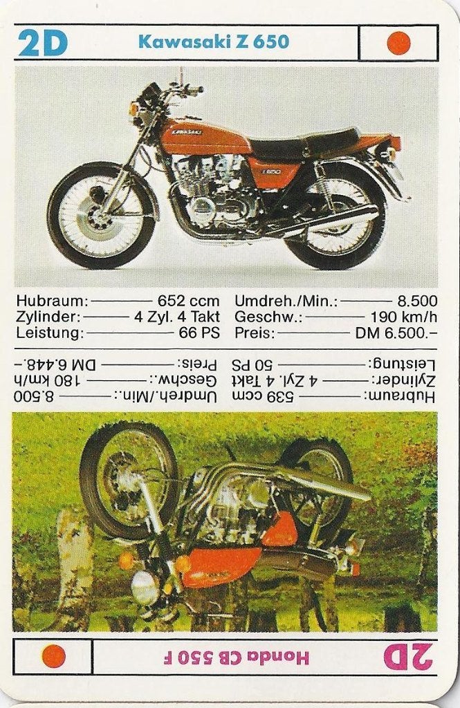 C435 motorkaartje 2d kawasaki z 650 - honda cb 550 f, Verzenden, Zo goed als nieuw, Motoren