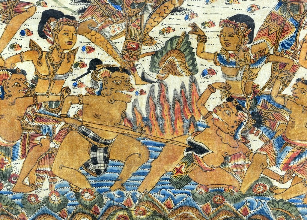 Kamasan Painting Bali ca. 1960, Overige stijlen, Doek, Ophalen of Verzenden, Handgeschilderd