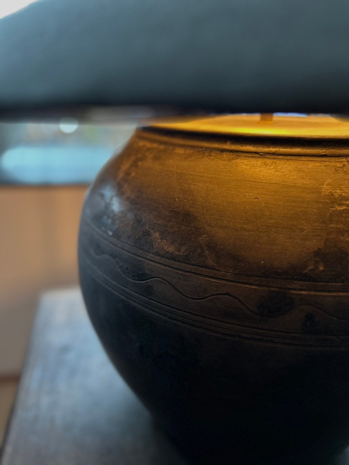 Grote chinese zwarte kruik lamp zonder de kap oosters sober, Ophalen