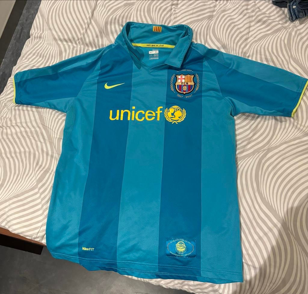 FC Barcelona uitshirt 2007-2009. Kindermaat XL, Blauw, Maat 56/58 (XL), Ophalen of Verzenden, Zo goed als nieuw