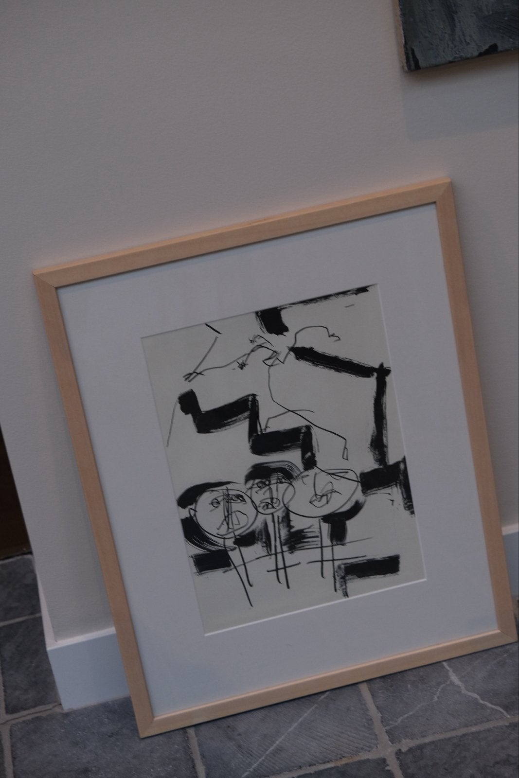 Abstracte litho van Isabelle Sixtus 1987 - kunstwerk, Antiek en Kunst, Ophalen of Verzenden, Tekening, Gemengde techniek, Ingelijst