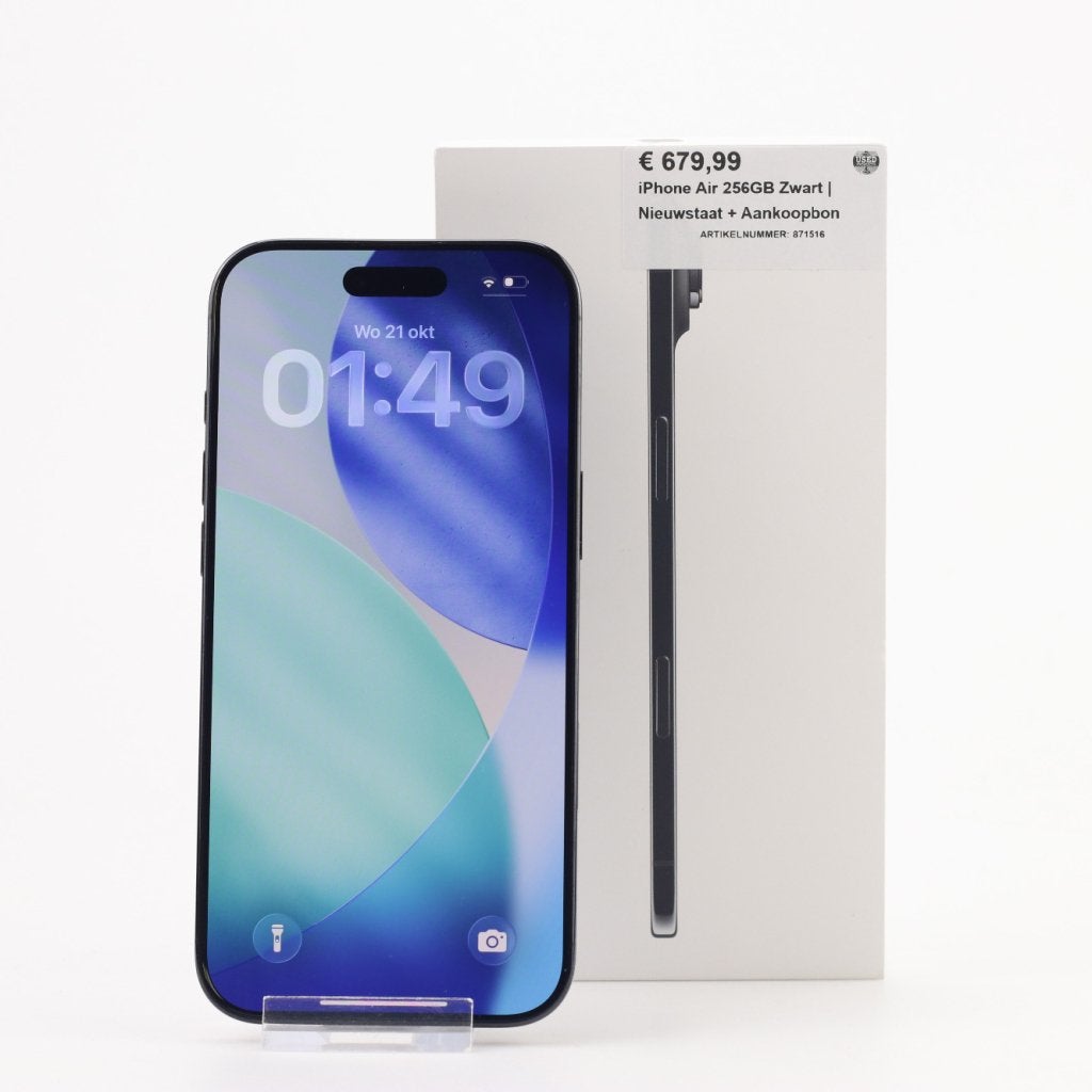 iPhone Air 256GB Zwart | Nieuwstaat + Aankoopbon, Apple, Zo goed als nieuw, Support@apple.com, One Apple Park Way
Cupertino, CA 95014
United States