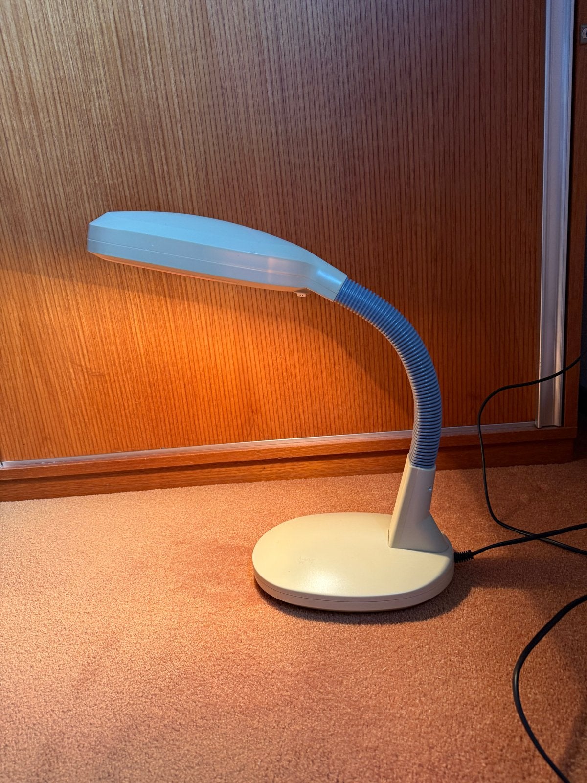 Vintage Bureaulamp met Flexibele Arm - beige-grijs, Overige merken, Vintage, Ophalen of Verzenden, Bureaulamp