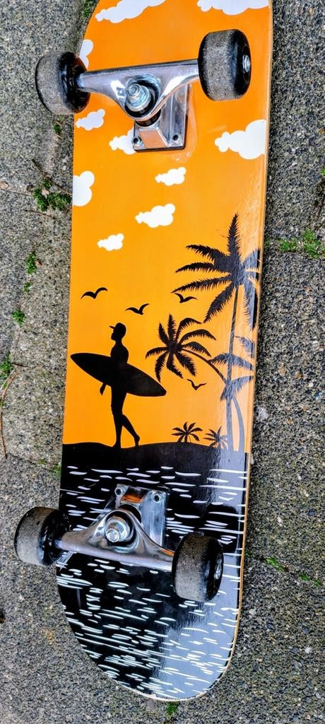 Skateboard met surf/strand design, Sport en Fitness, Skateboarden, Ophalen, Gebruikt, Skateboard