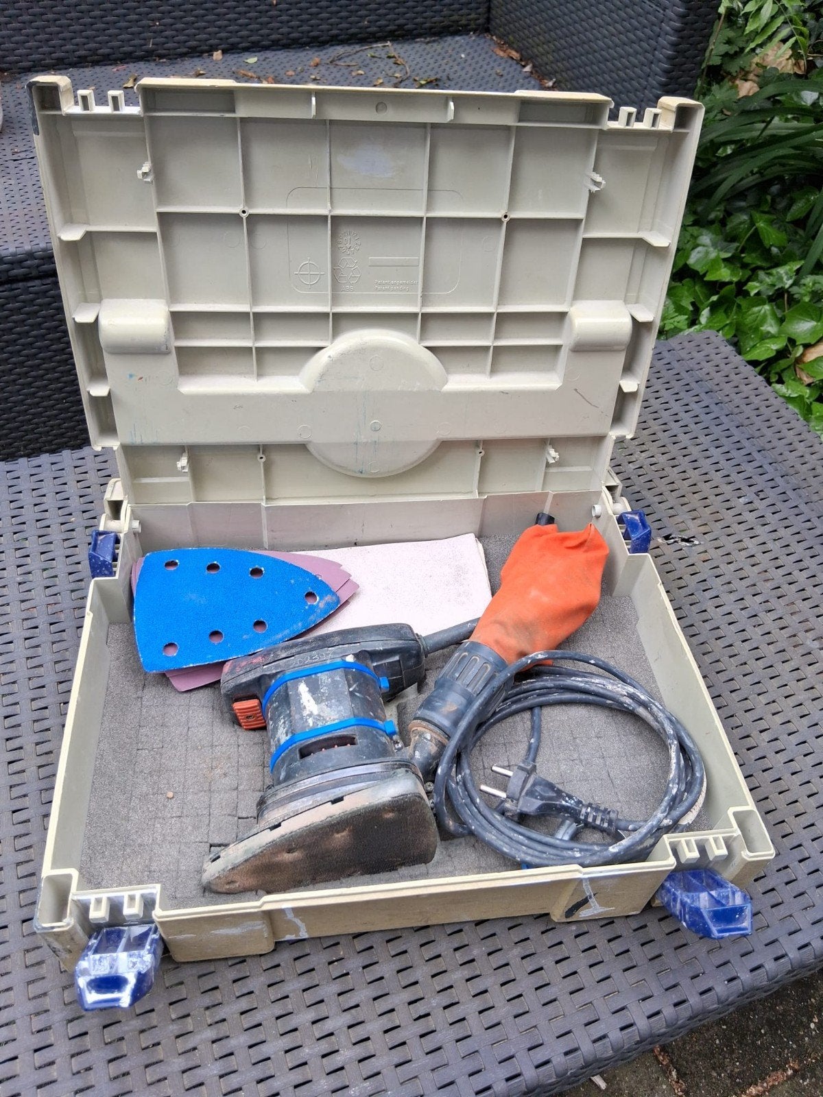 Gebruikte Rupes schuurmachine met opbergkoffer, Ophalen of Verzenden, Gebruikt, Minder dan 600 watt, Excentrische schuurmachine