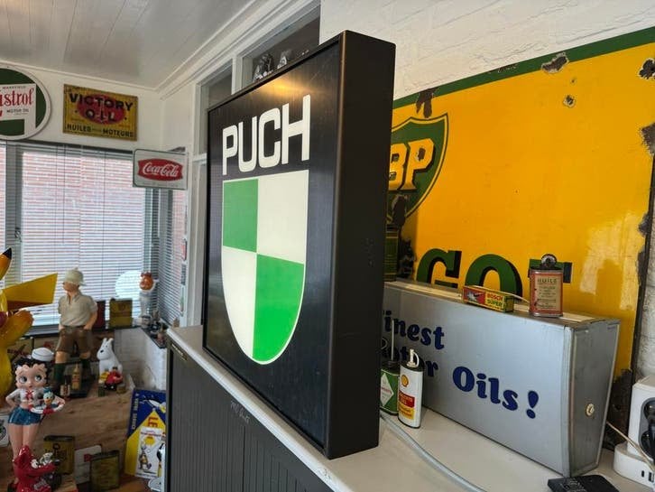 Vintage Puch Lichtbak Reclamebord - Zeldzaam Item, Ophalen, Gebruikt, ., Lichtbak of (neon) lamp