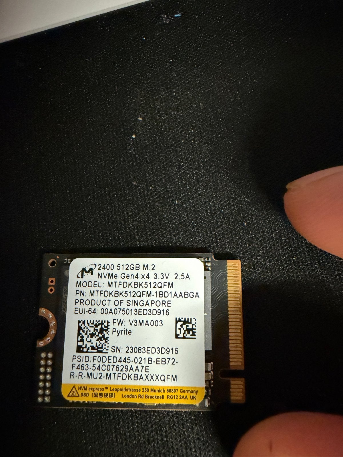 Micron 2230 512GB NVMe Gen4 M.2 SSD, Computers en Software, Harde schijven, Intern, Verzenden, SSD, Zo goed als nieuw