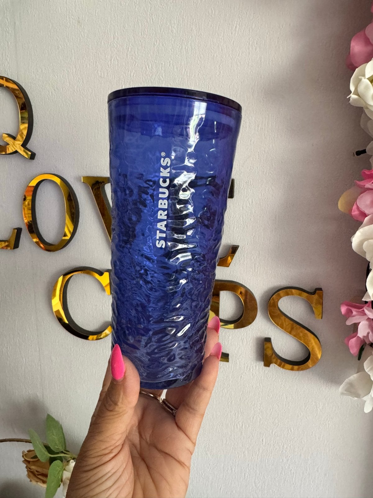 Starbucks Glazen Drinkbeker - Blauw, Nieuw, Ophalen of Verzenden, Overige merken, Glas