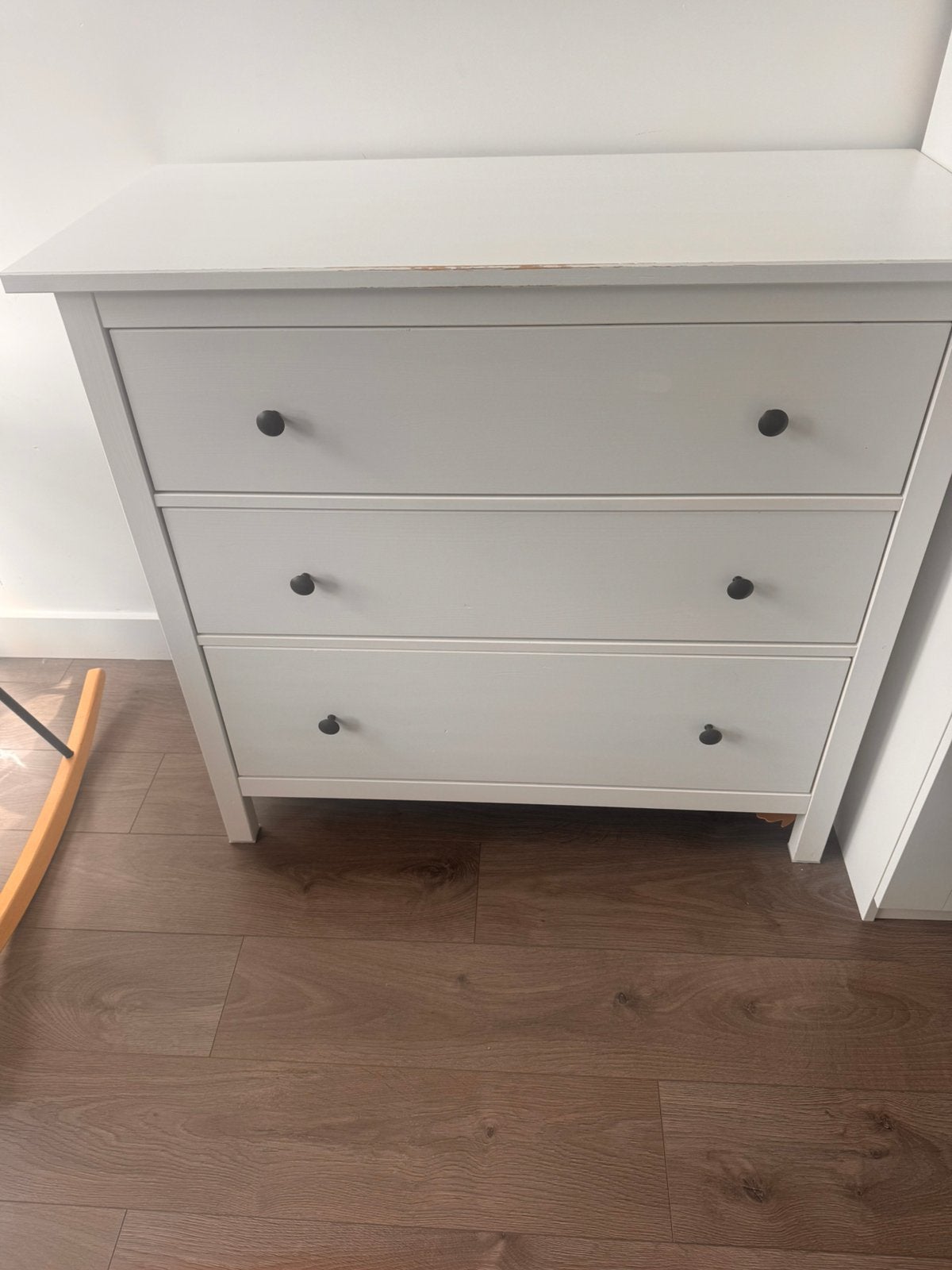 HEMNES Ladekast 3 lades, wit gebeitst, 108x96 cm, Ophalen, Gebruikt, 5 laden of meer, Minder dan 100 cm