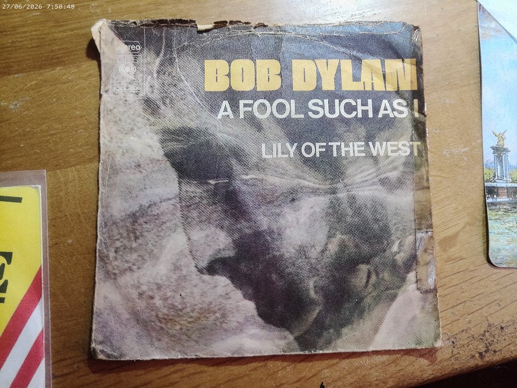 Bob Dylan - A fool such as I  / lily of the west, Gebruikt, Fotohoes, 7 inch, Ophalen of Verzenden