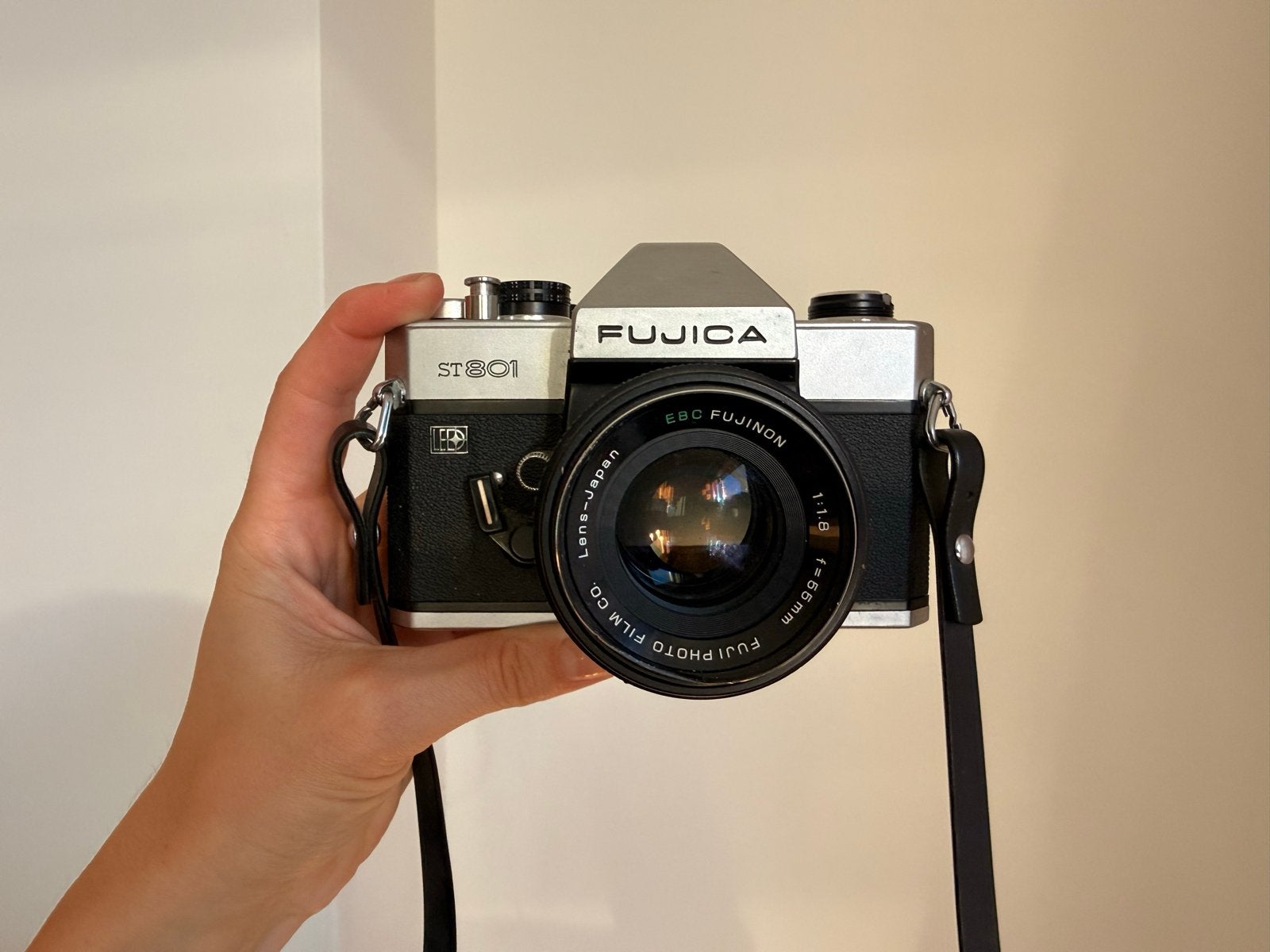 Fujica ST801 spiegelreflexcamera met EBC Fujinon 1:1.8 lens, Ophalen of Verzenden, Gebruikt, Spiegelreflex, Fuji