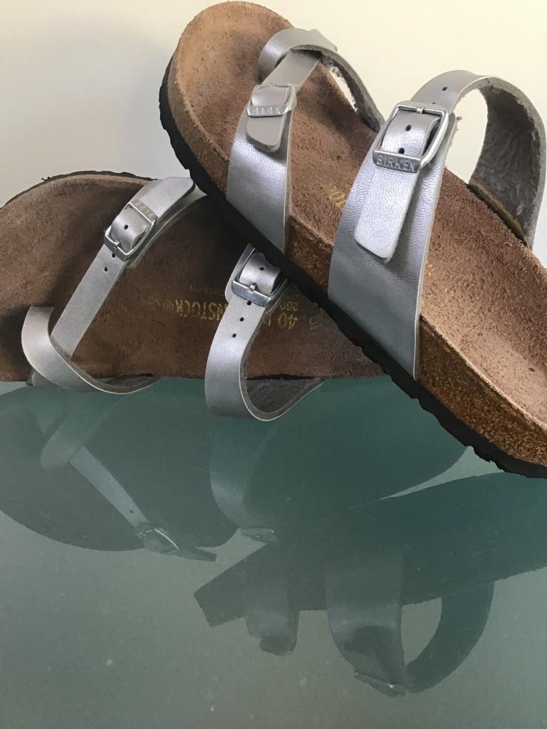 Birkenstock 40 | Mayari zilveren slippers | Gratis verzenden, Slippers, Overige kleuren, Verzenden, Zo goed als nieuw