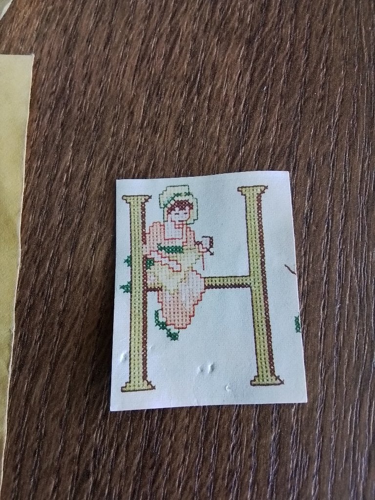Borduurpatroon Letter H, met restgaren, Hobby en Vrije tijd, Ophalen of Verzenden, Zo goed als nieuw, Handborduren, Patroon
