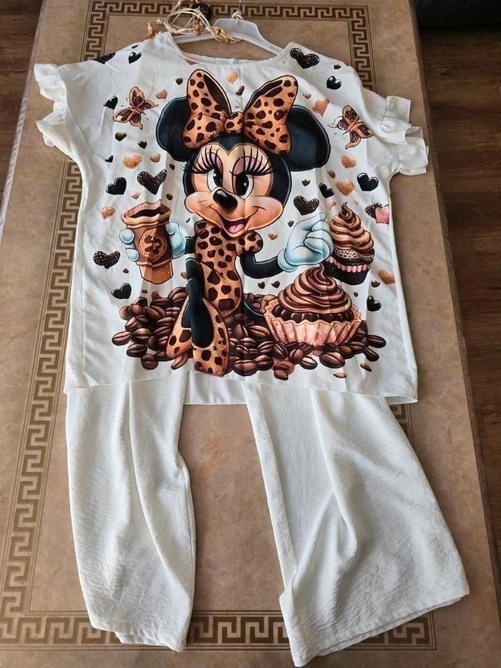 Tuniek Minnie Mouse met broek maat tot 42, Wit, Maat 42/44 (L), Nieuw, Ophalen of Verzenden