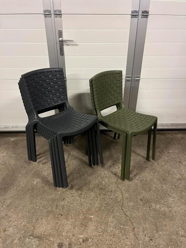 6 stuks Pedrali Tatami 305 horeca terras stoelen Stapelbaar, Ophalen, Kunststof, Gebruikt, Grijs