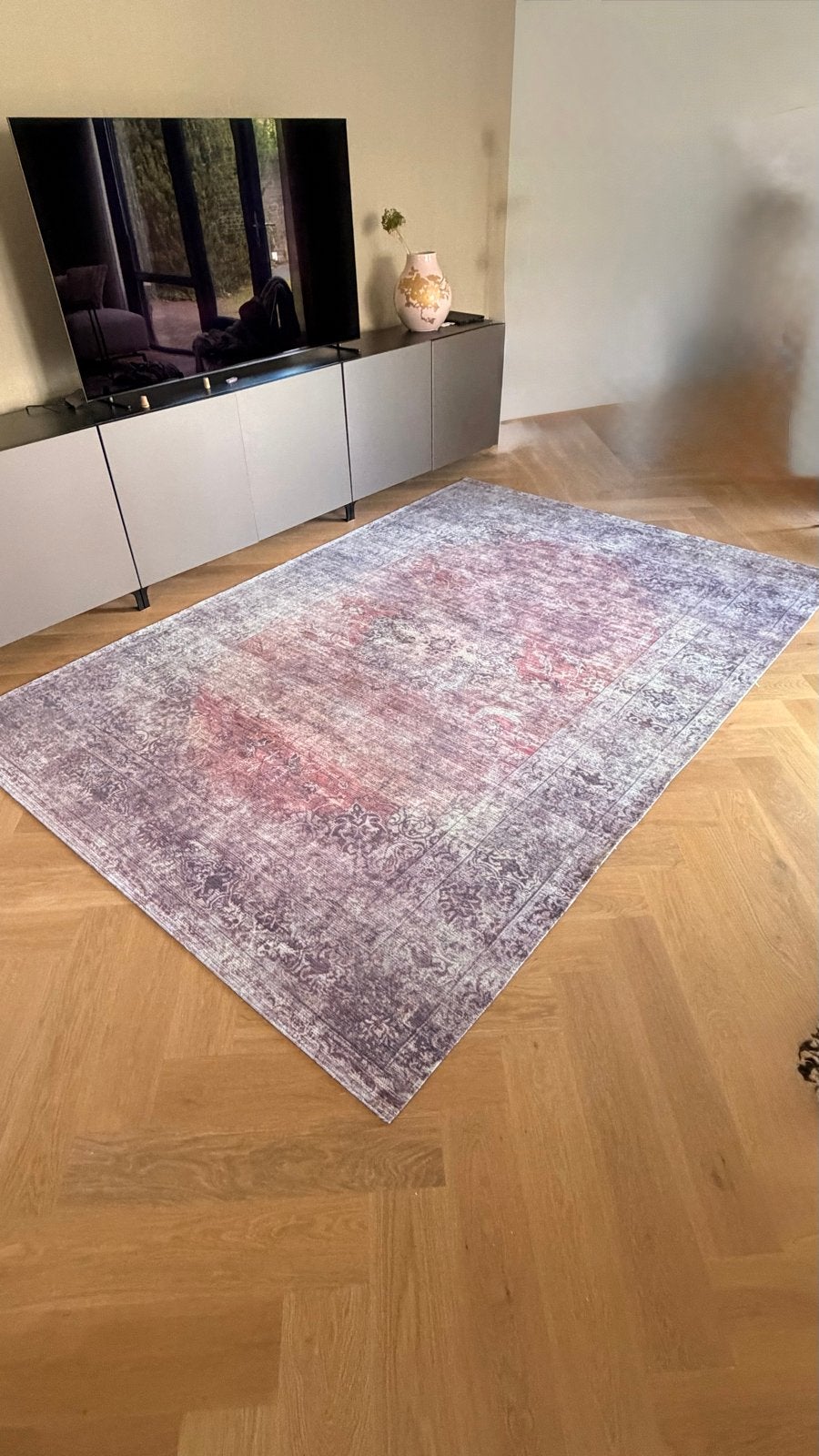 Vintage-look vloerkleed, paars/rood, 200x290 cm, Ophalen of Verzenden, Zo goed als nieuw, 200 cm of meer, Rechthoekig